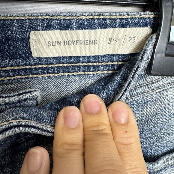 PILCRO Anthropologie Boho PATCHWORK PATCH SLIM Boyfriend Jeans 25 - Picture 5 of 16